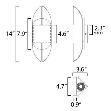 ET2 Tectonic 14" Outdoor LED Sconce Black/Antique Brass