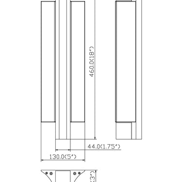 ET2 Hyperion faceted crystal bar wall sconce 18 in line drawing with dimensions