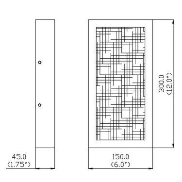ET2 Highlander linen pattern glass outdoor flush mount line drawing with dimensions