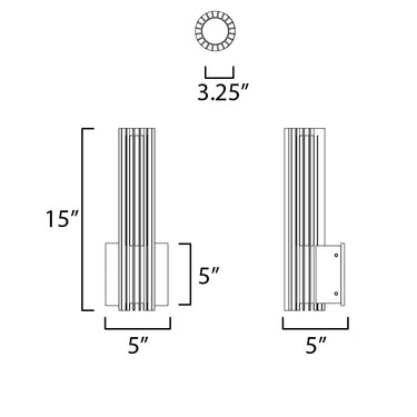 ET2 Citadel 14" LED Outdoor Wall Sconce Black