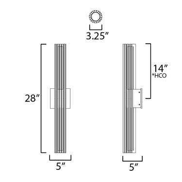 ET2 Citadel 28" LED Outdoor wall sconce Black