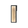 ET2 Celeste white spiral glass outdoor wall light, 16 in, black frame around a white swirl glass panel, front view