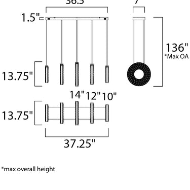 ET2 Charm 5-Light LED Linear Pendant Polished Chrome