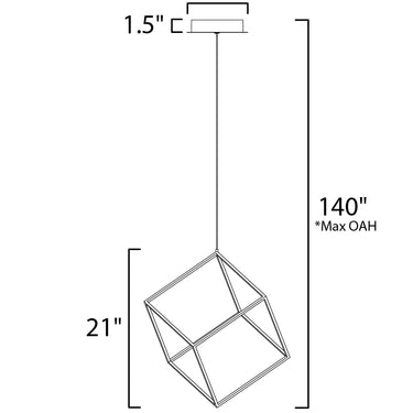 ET2 4 Square LED Pendant Polished Chrome