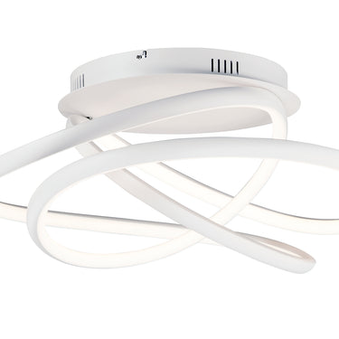 ET2 Twisted flush mount in Matte White, front view of the looping channels