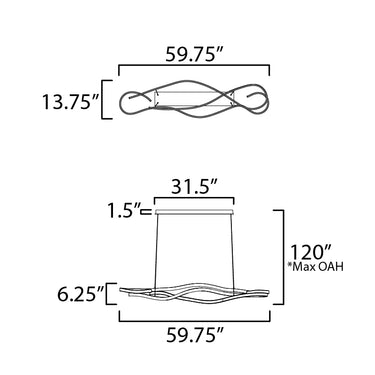 ET2 Serpentine 60" Horizontal Pendant Black