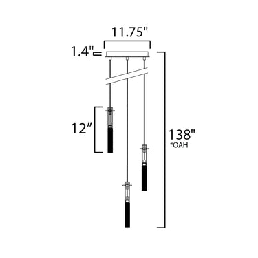 ET2 Pipette 3-Light LED Pendant Polished Chrome