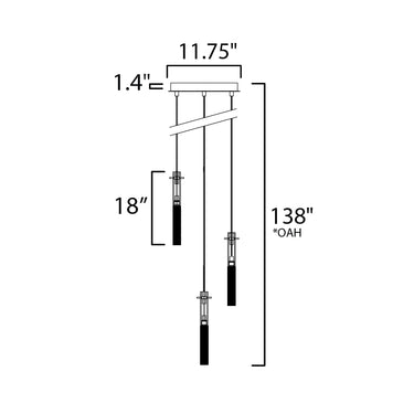 ET2 Pipette 3-Light LED Pendant Polished Chrome