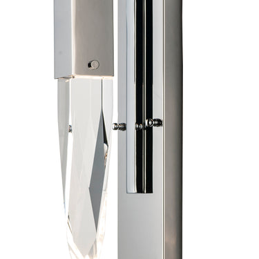 ET2 Quartz crystal stalactite wall sconce, Polished Chrome, front view