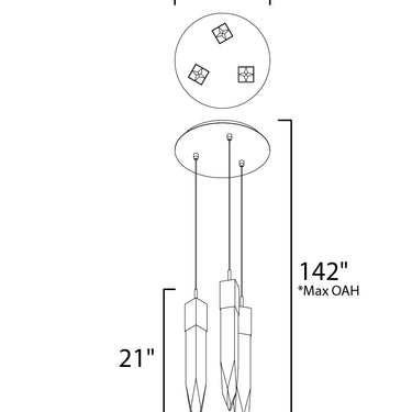 ET2 Quartz 3-Light LED Pendant Polished Chrome