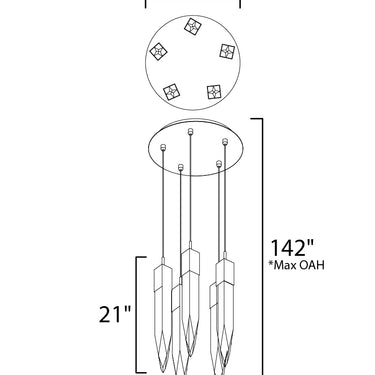 ET2 Quartz 5-Light LED Pendant Black