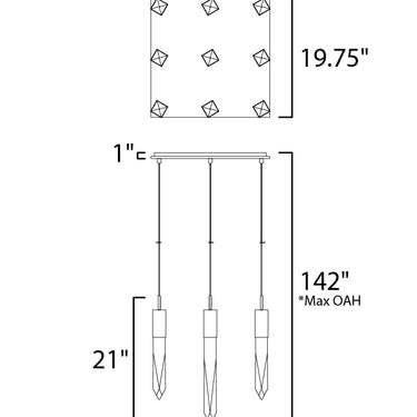 ET2 Quartz 9-Light LED Pendant Polished Chrome