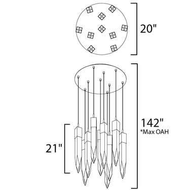 ET2 Quartz 10-Light LED Pendant Polished Chrome