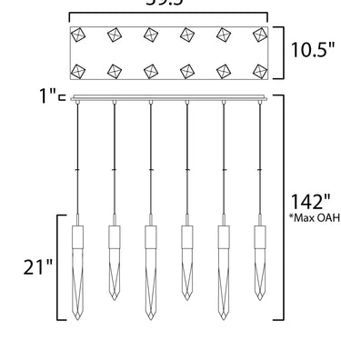 ET2 Quartz 12-Light LED Pendant Polished Chrome