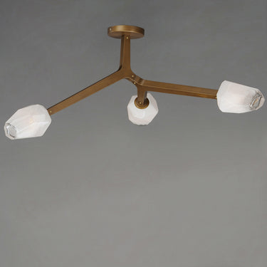 ET2 Blossom Natural Aged Brass branch flush mount, wide view of the three arms
