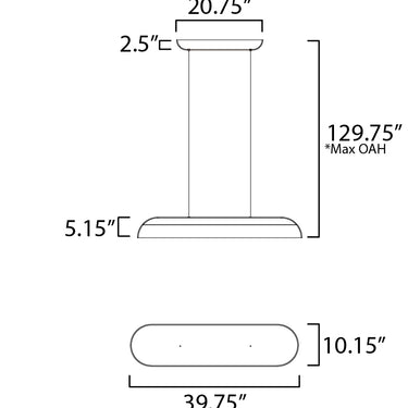 ET2 Wimbledon 41" LED Linear Pendant Light Cream