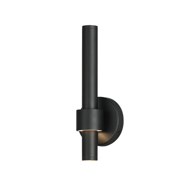 ET2 Reveal Outdoor banded tube wall sconce, 14 in Black, front view