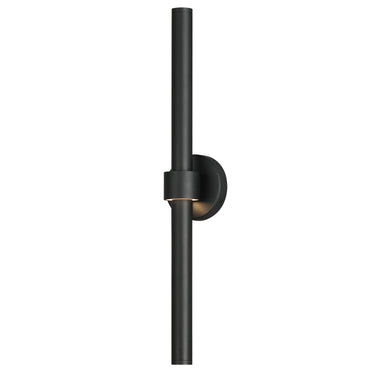 ET2 Reveal Outdoor banded tube wall sconce, 28 in Black, front view