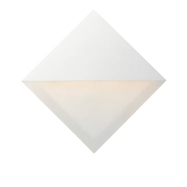 ET2 Alumilux Glow outdoor wall sconce, 8 x 8 in White, front view of the diamond shape with a white top half and frosted lower half