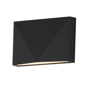 ET2 Fractal faceted cast aluminum outdoor wall light, 5 x 3.25 in Black, front view