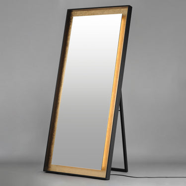 ET2 Floating 30" x 67" LED Free Standing Mirror Gold Leaf/Black