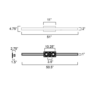 ET2 Alumilux: Line 5CCT 51" LED Outdoor Wall Sconce Black
