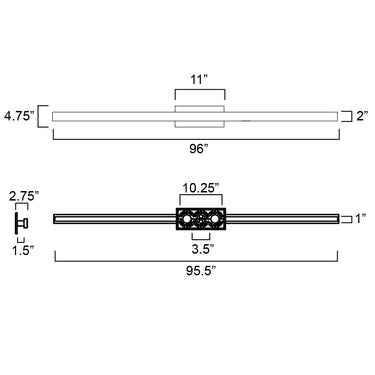 ET2 Alumilux: Line 5CCT 96" LED Outdoor Wall Sconce Black