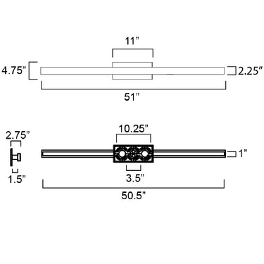 ET2 Alumilux: SideLine 51" LED Outdoor Wall Sconce Black