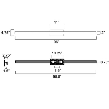 ET2 Alumilux: SideLine 96" LED Outdoor Wall Sconce Black