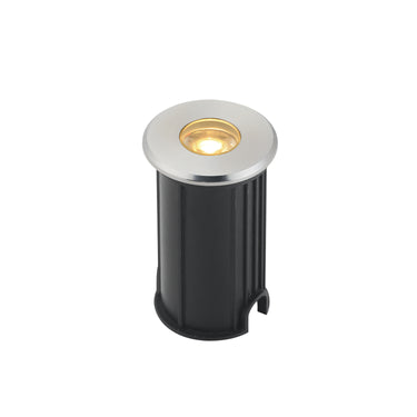 ET2 Alumilux Landscape low voltage aluminum spot light, In-Ground 1-watt LED, Brushed Aluminum, front view