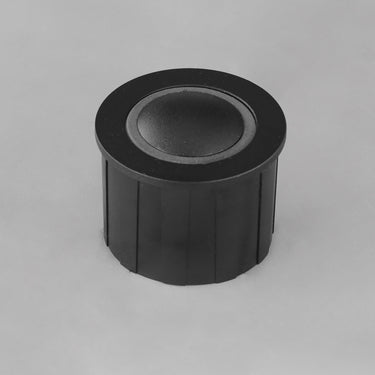 ET2 Alumilux Landscape in-ground light 2.5 x 2 in (E42420), Black, unlit angled view of the round lens