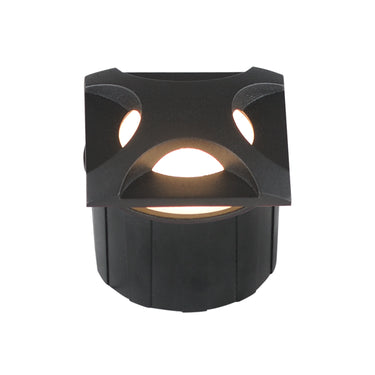 ET2 Alumilux Landscape in-ground light 2.5 x 2.25 in (E42424), Black, front view of the square hood with openings