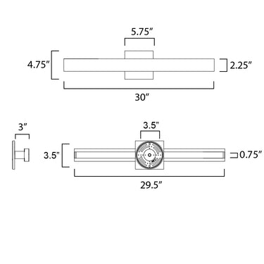 ET2 SideLine 5CCT 30" LED Bath Vanity Satin Brass