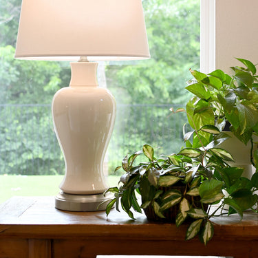 Elijah rechargeable lamp, Ivory & Nickel – view 3