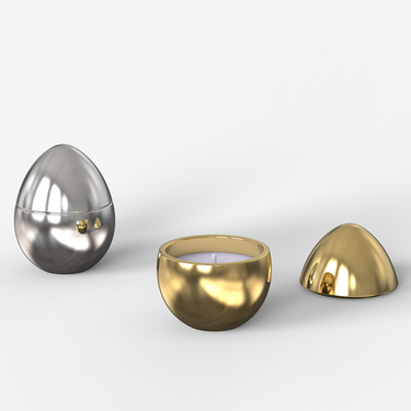 Ladenac Bois de Russie mini egg – Silver mini egg opened in two halves