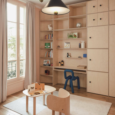 Elephant Table by EO in natural beech, in a playroom with Elephant Chairs, not included – image 2