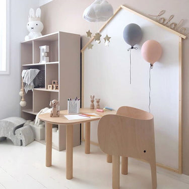 Elephant Table by EO in natural beech, in a playroom with Elephant Chairs, not included – image 3