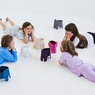 Elephant Night Lamp by EO in Pink, styled with children and other colors – image 2