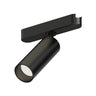 ET2 Continuum Mini Spot track light, Black, front view of the cylindrical head on its track adapter