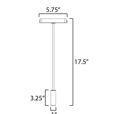 ET2 Continuum Reading track light line drawing with dimensions