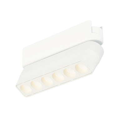 ET2 Continuum Gimbal Optic track light, 5 in White, front view of the linear head on its tilting bracket