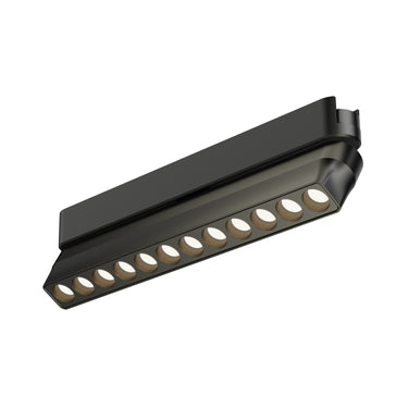 ET2 Continuum Gimbal Optic track light, 9 in Black, front view of the linear head on its tilting bracket