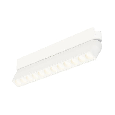 ET2 Continuum Gimbal Optic track light, 9 in White, front view of the linear head on its tilting bracket