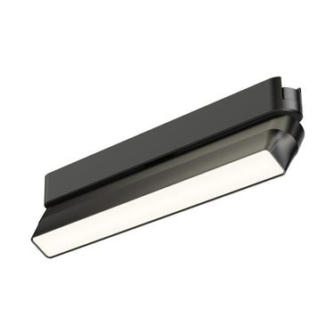 ET2 Continuum Gimbal Flat track light, 9 in Black, front view of the linear head on its tilting bracket