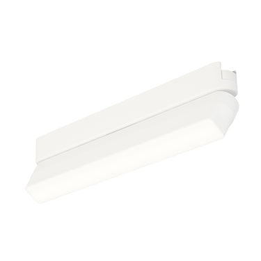 ET2 Continuum Gimbal Flat track light, 9 in White, front view of the linear head on its tilting bracket