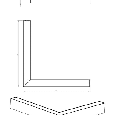 ET2 Continuum 90 Degree Corner track light line drawing with dimensions