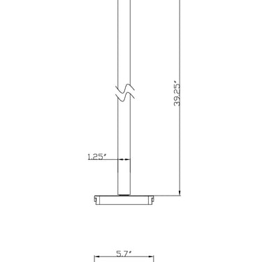 ET2 Continuum rope track pendant 40 in line drawing with dimensions, 39.25 in rope between two track adapters