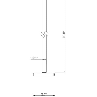 ET2 Continuum rope track pendant 78 in line drawing with dimensions, rope between two track adapters