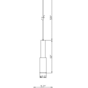ET2 Continuum handler track pendant line drawing with dimensions, cylinder on a cord from the track adapter