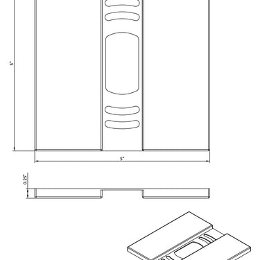 ET2 Continuum track cover plate ETMSC02 line drawing with dimensions, closed central slot